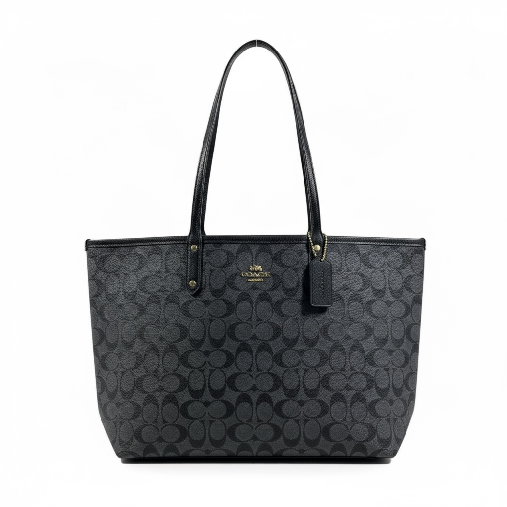 Coach Double-Face Tote Bag 👜🖤✨ | Reversible Monogram Black & Smooth Black • 2-in-1 Luxury Tote