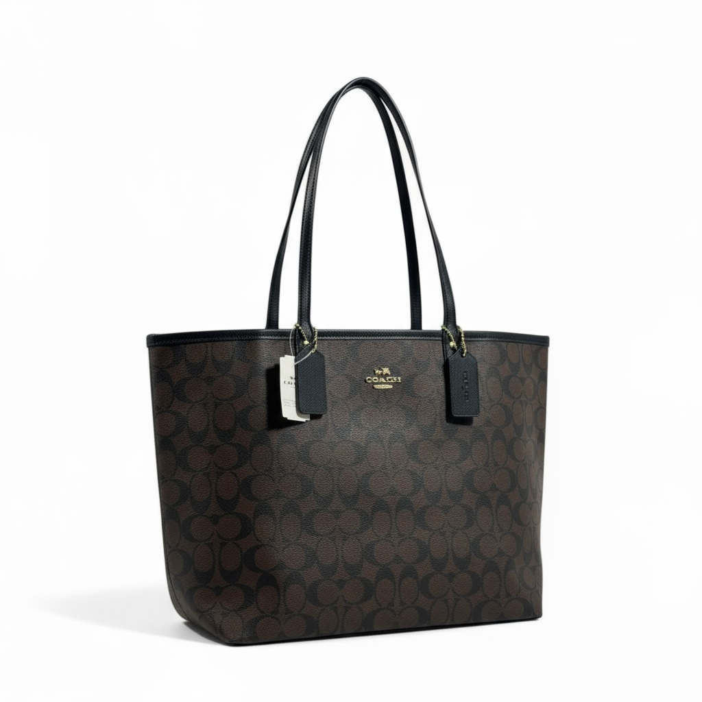 Coach Double-Face Tote Bag 👜✨ | 2-in-1 Monogram Brown & Black • Reversible Luxury Tote