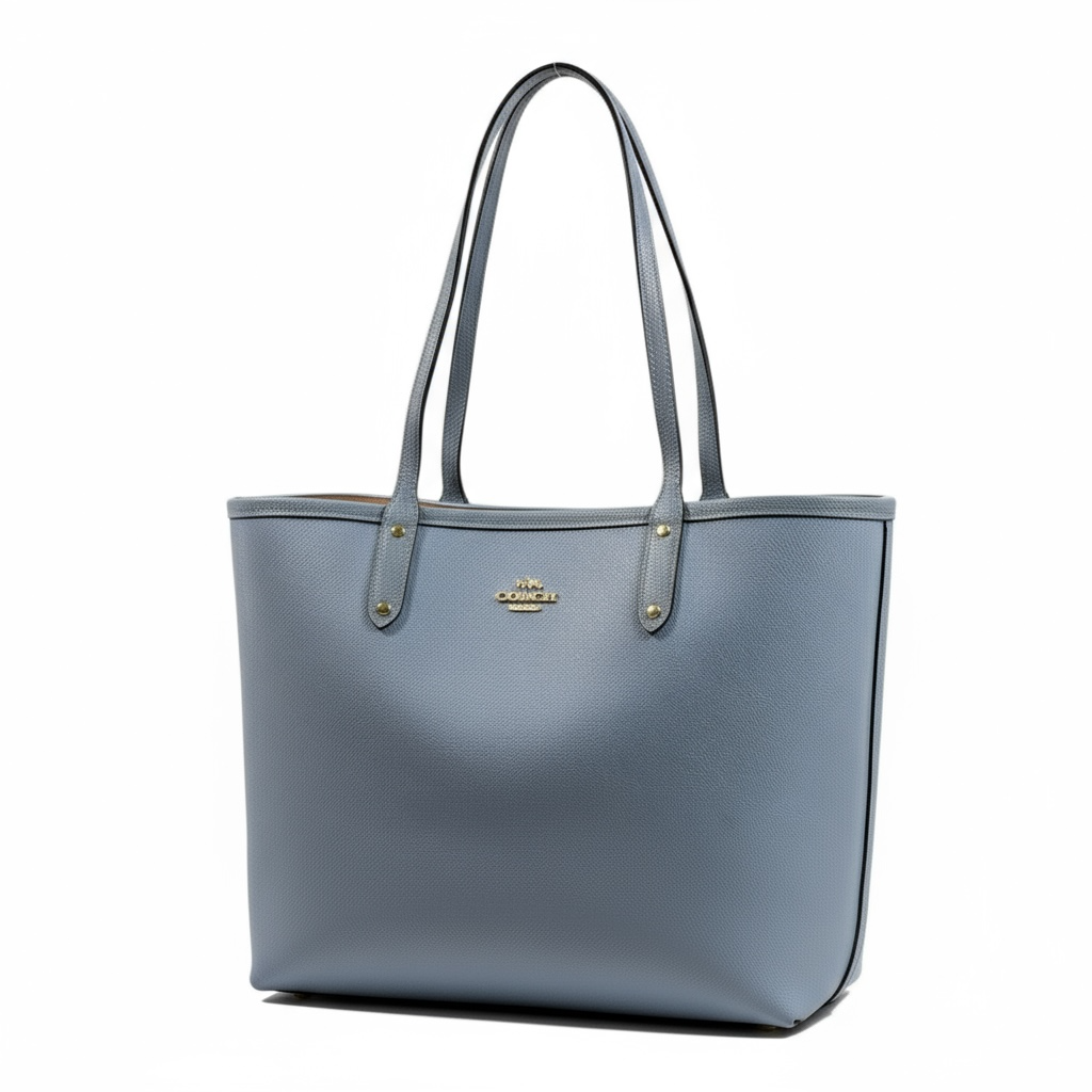 Coach Double-Face Tote Bag 👜💙🤍 | Reversible Beige Monogram & Powder Blue • 2-in-1 Luxury Tote