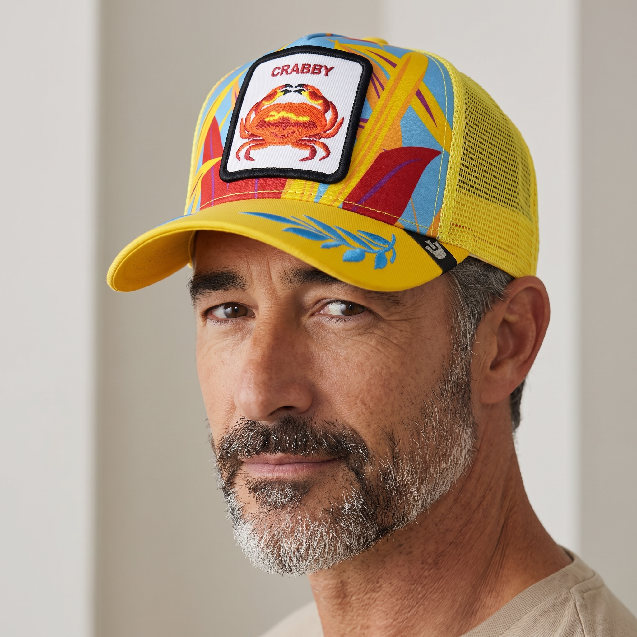 🦀 Goorin Bros. “Crabby” Tropical Trucker Hat – Bold Beach Vibes & Attitude