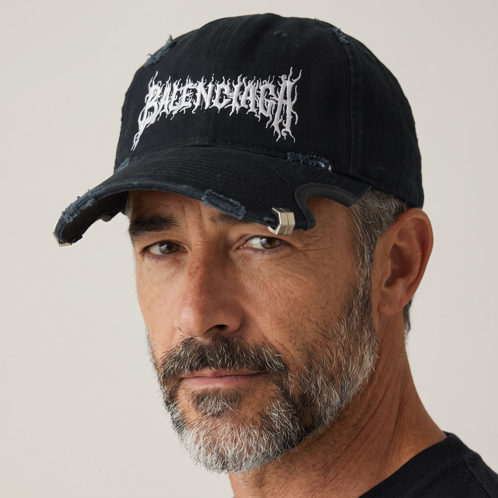 Balenciaga Black Frayed Logo Cap 🖤 | Bold Distressed Streetwear Style