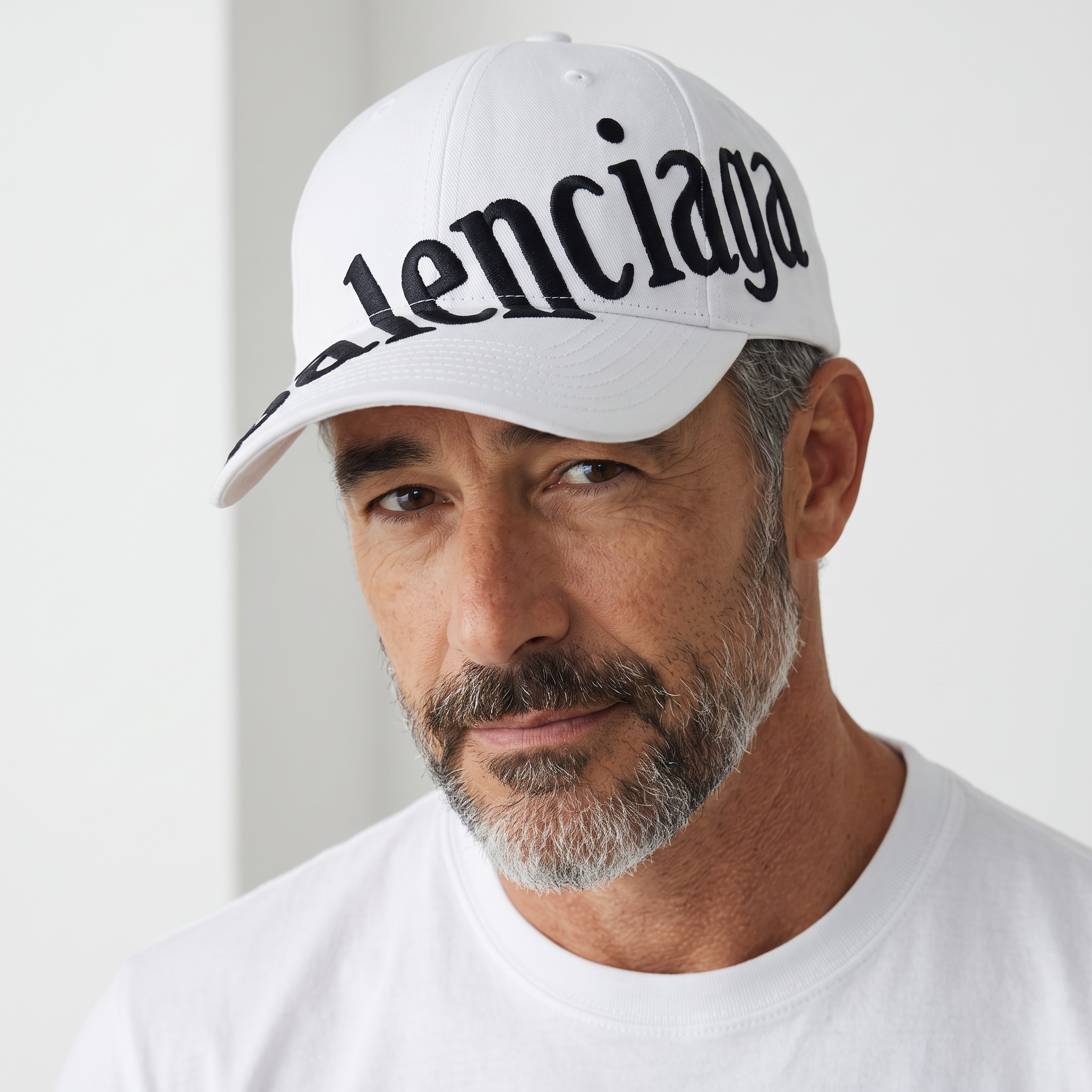 🧢✨ Balenciaga Oversized Embroidered Logo Baseball Cap – White & Black ⚪⚫