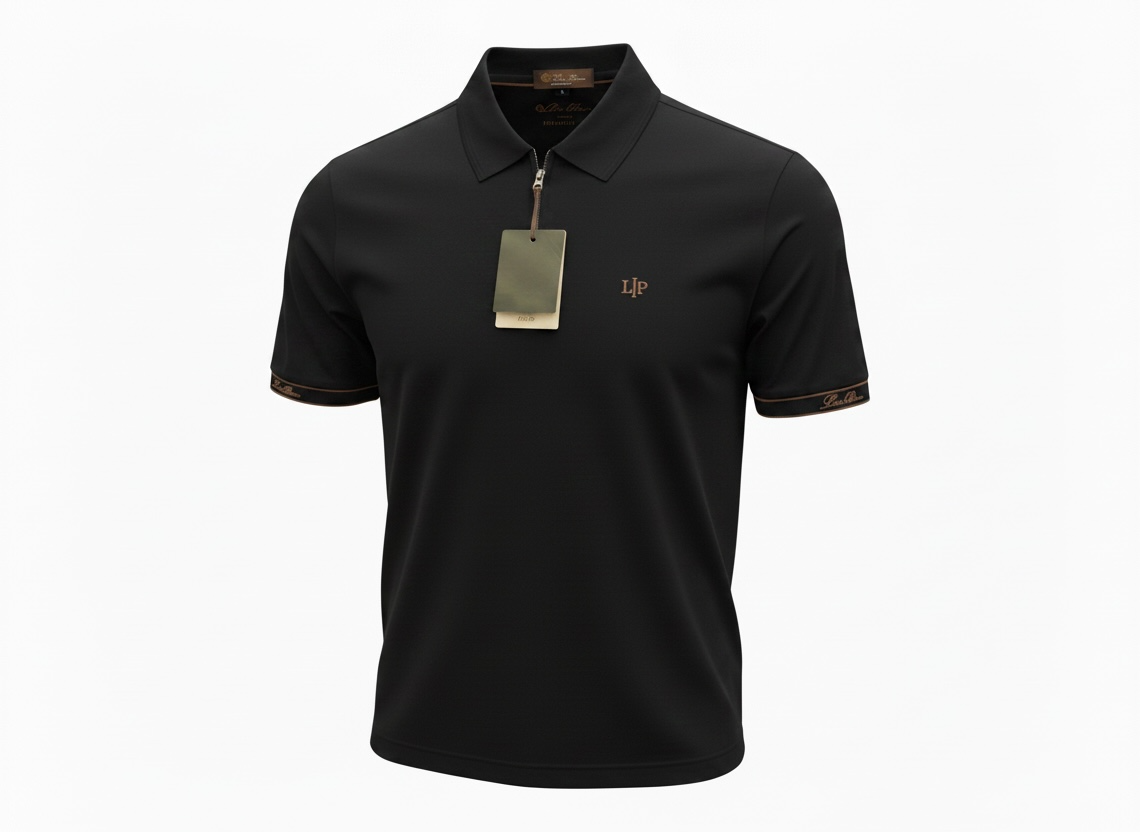 Loro Piana Black Half-Zip Polo Shirt ๐คโจ Premium Luxury Fit