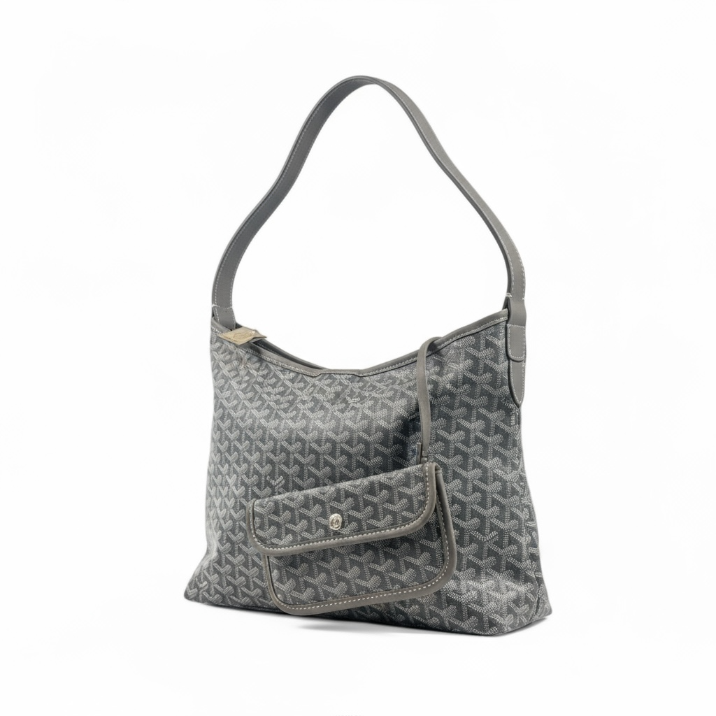 Goyard Crossbody Bag 🩶✨ | Grey • Signature Chevron Pattern • Matching Pouch