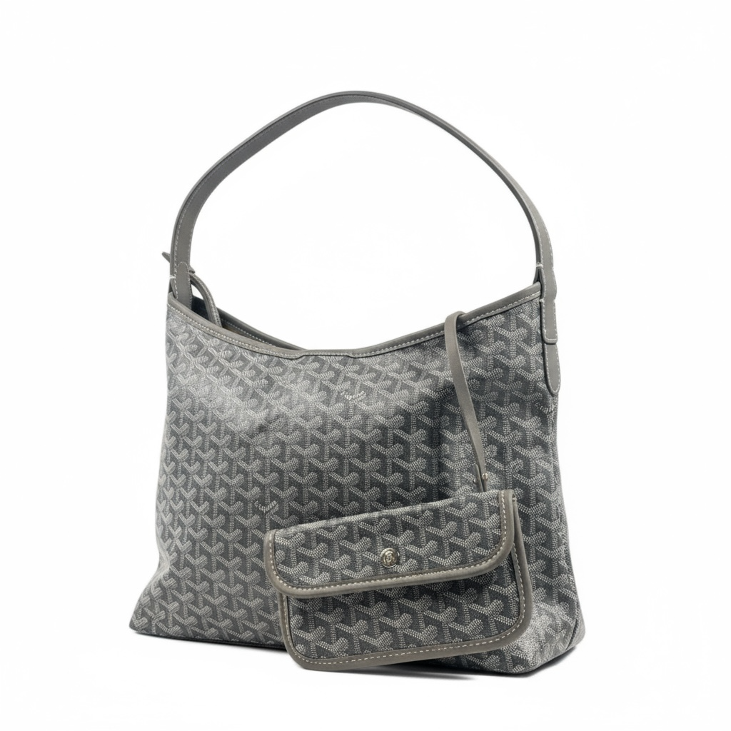 Goyard Crossbody Bag 🩶✨ | Grey • Signature Chevron Pattern • Matching Pouch