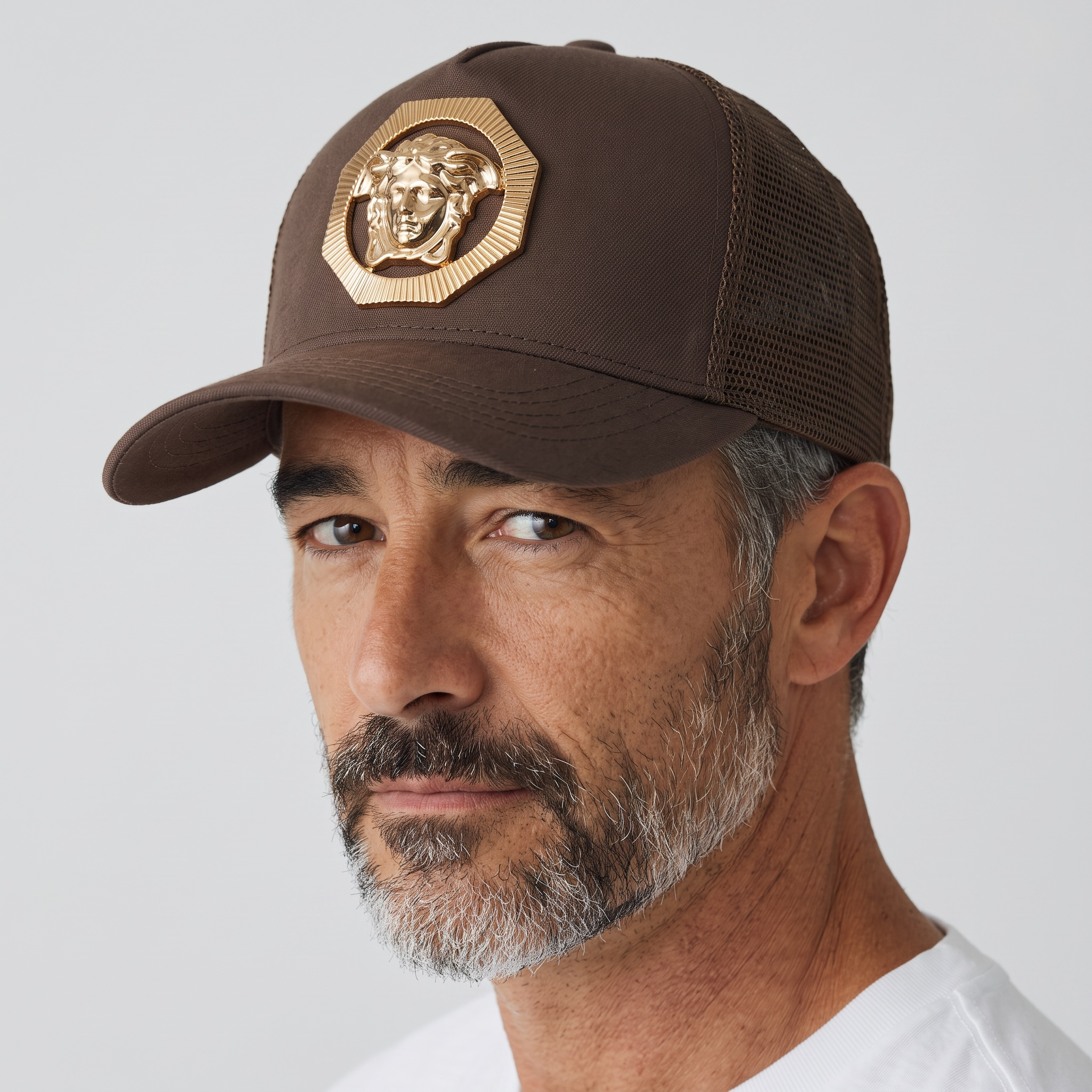 Versace Medusa Gold Emblem Cap 🟤✨ | Iconic Luxury Statement