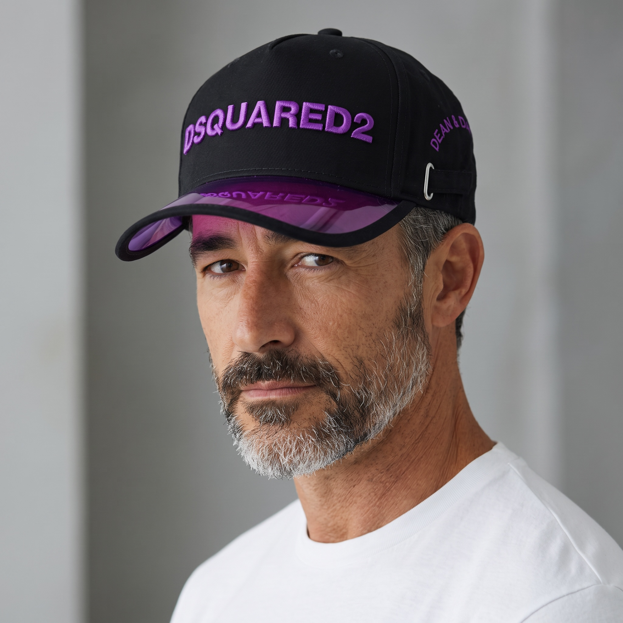 DSQUARED2 Black Cap with PurpleLogo & Glossy Brim 🖤💗✨