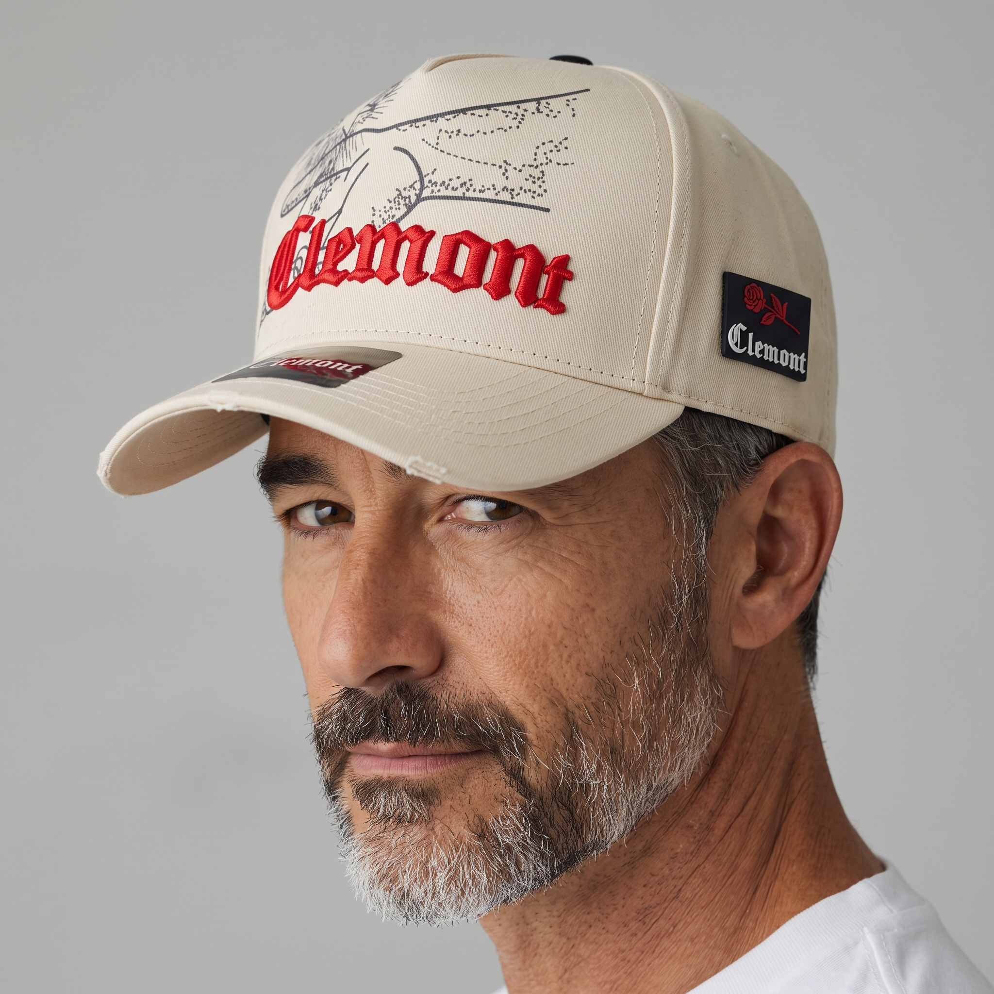 🧢✨ Clemont Embroidered Baseball Cap – Beige & Red ❤️🤍