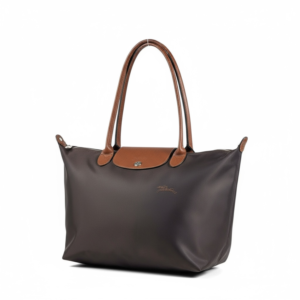 Longchamp Le Pliage Large Tote 🤎 Dark Brown with Brown Leather gg