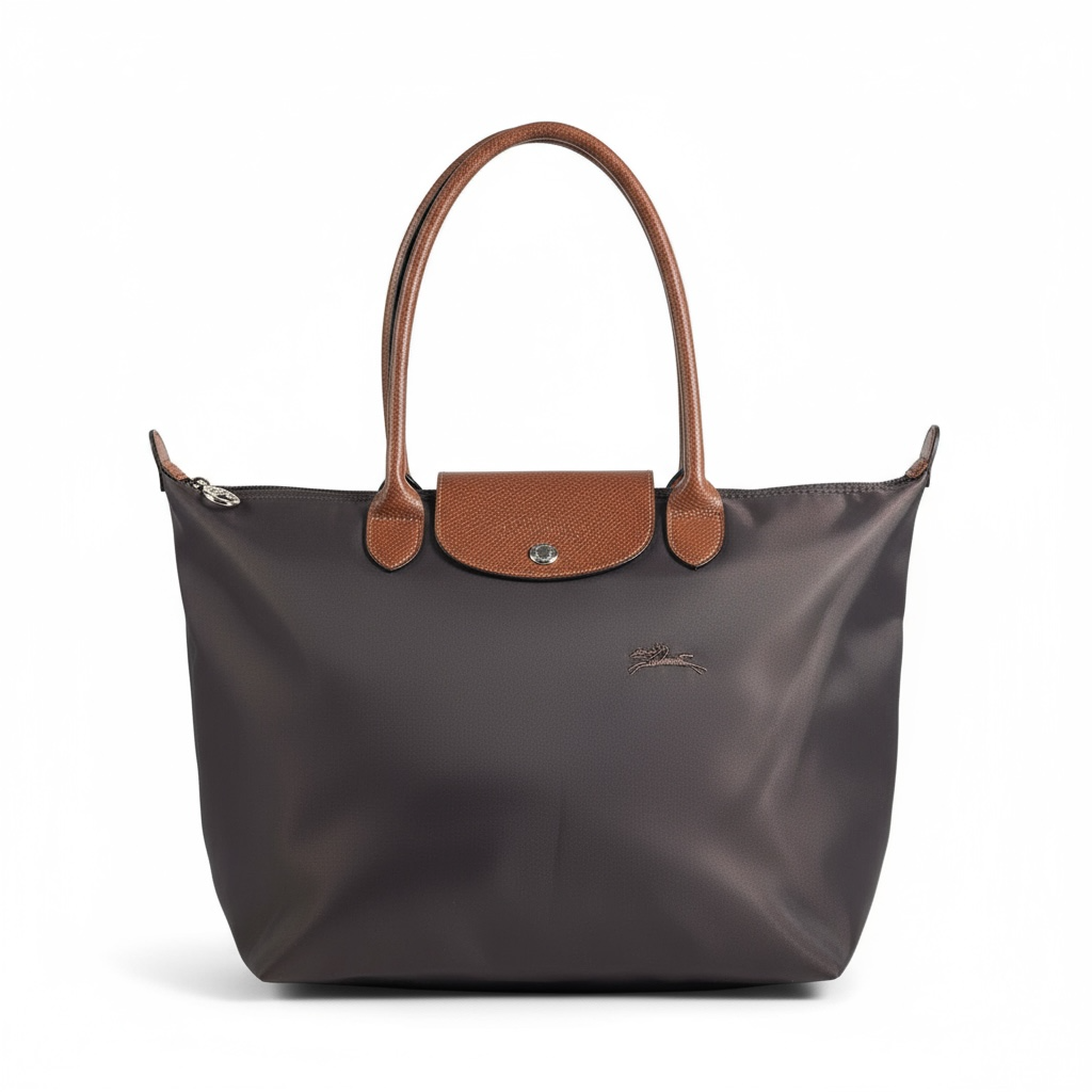 Longchamp Le Pliage Large Tote 🤎 Dark Brown with Brown Leather gg