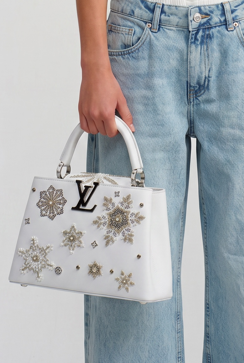 ✨ Louis Vuitton White Snowflake Crystal Capucines – Limited Winter Edition ✨