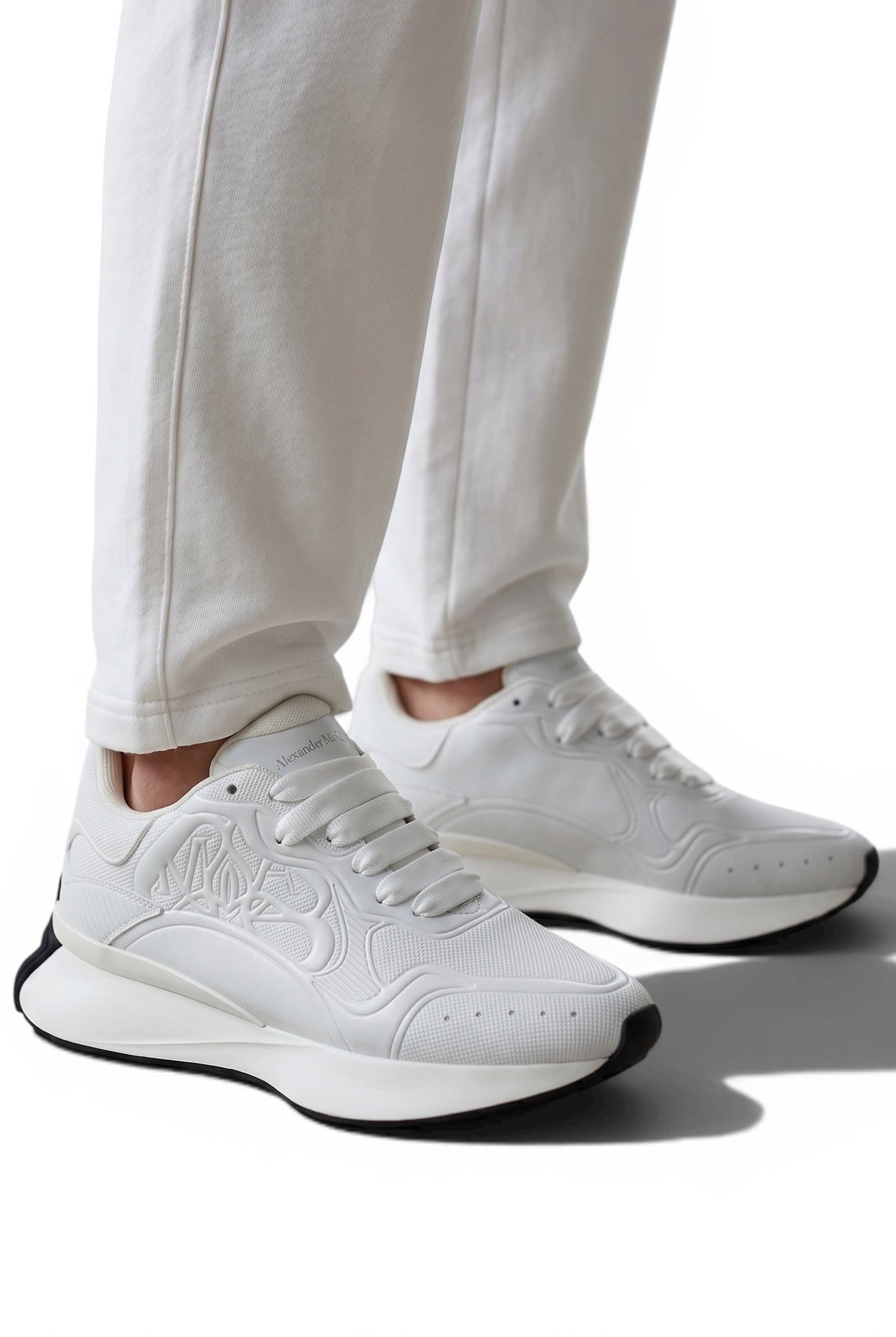 🤍 Alexander McQueen Sprint Runner White Sneakers – Pure Minimal Luxury 👟