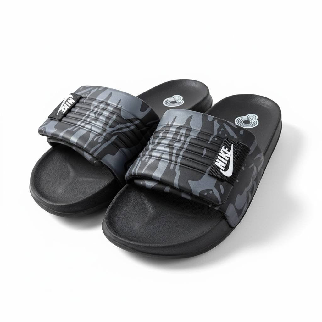 Nike Camo Slides – Black & Grey Edition ⚫🩶