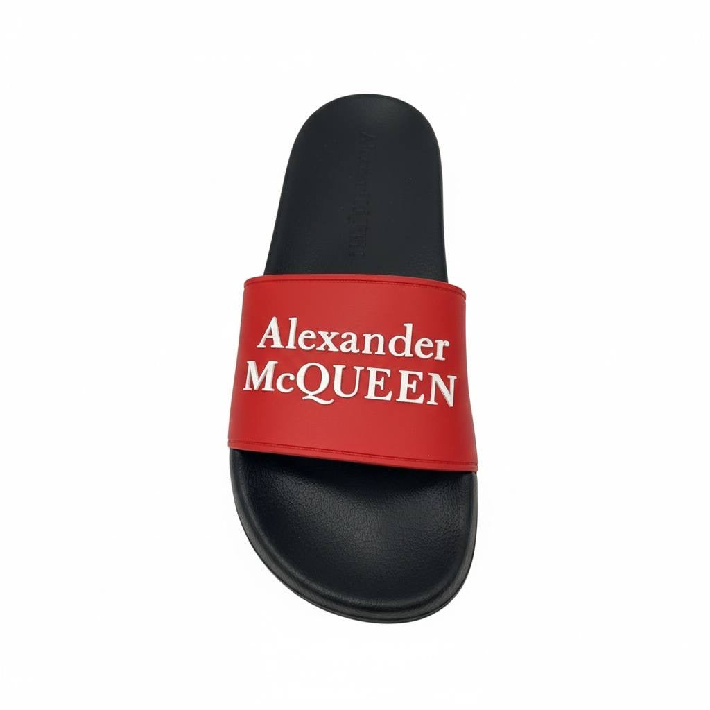 Alexander McQueen Logo Slides 🔴🖤 | Bold Luxury Summer Statement 👑🔥