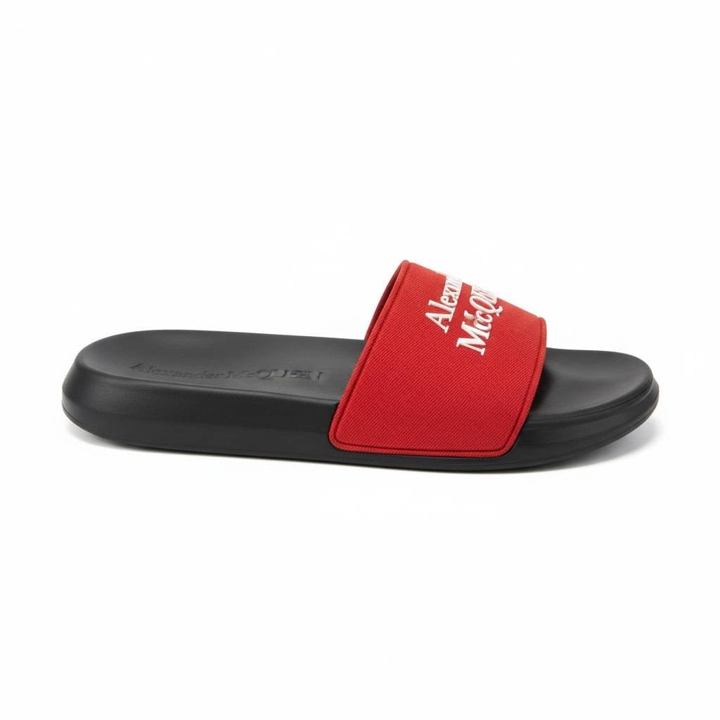 Alexander McQueen Logo Slides 🔴🖤 | Bold Luxury Summer Statement 👑🔥