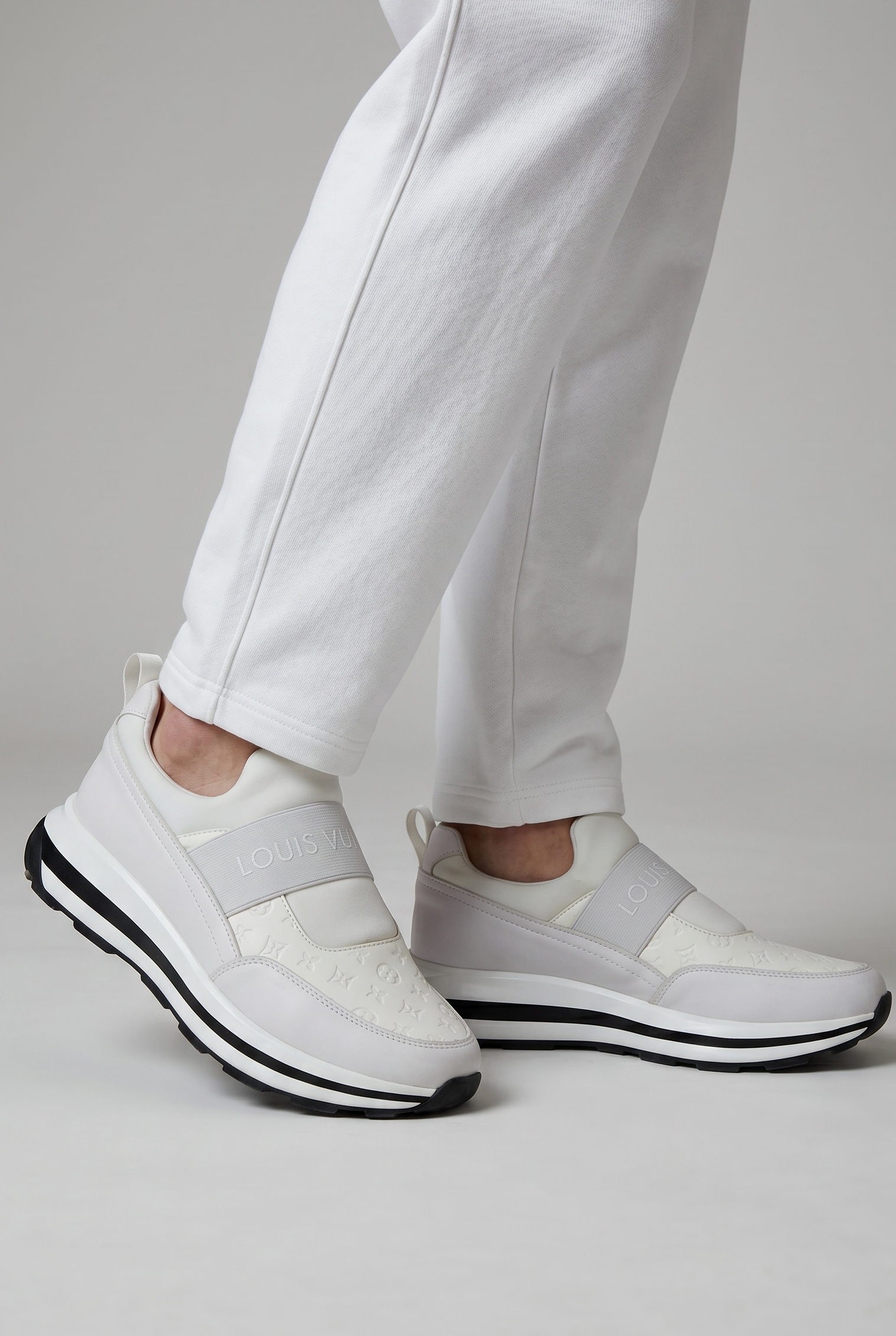 Louis Vuitton White Monogram Slip-On Sneakers 🤍✨ Luxury Clean Style