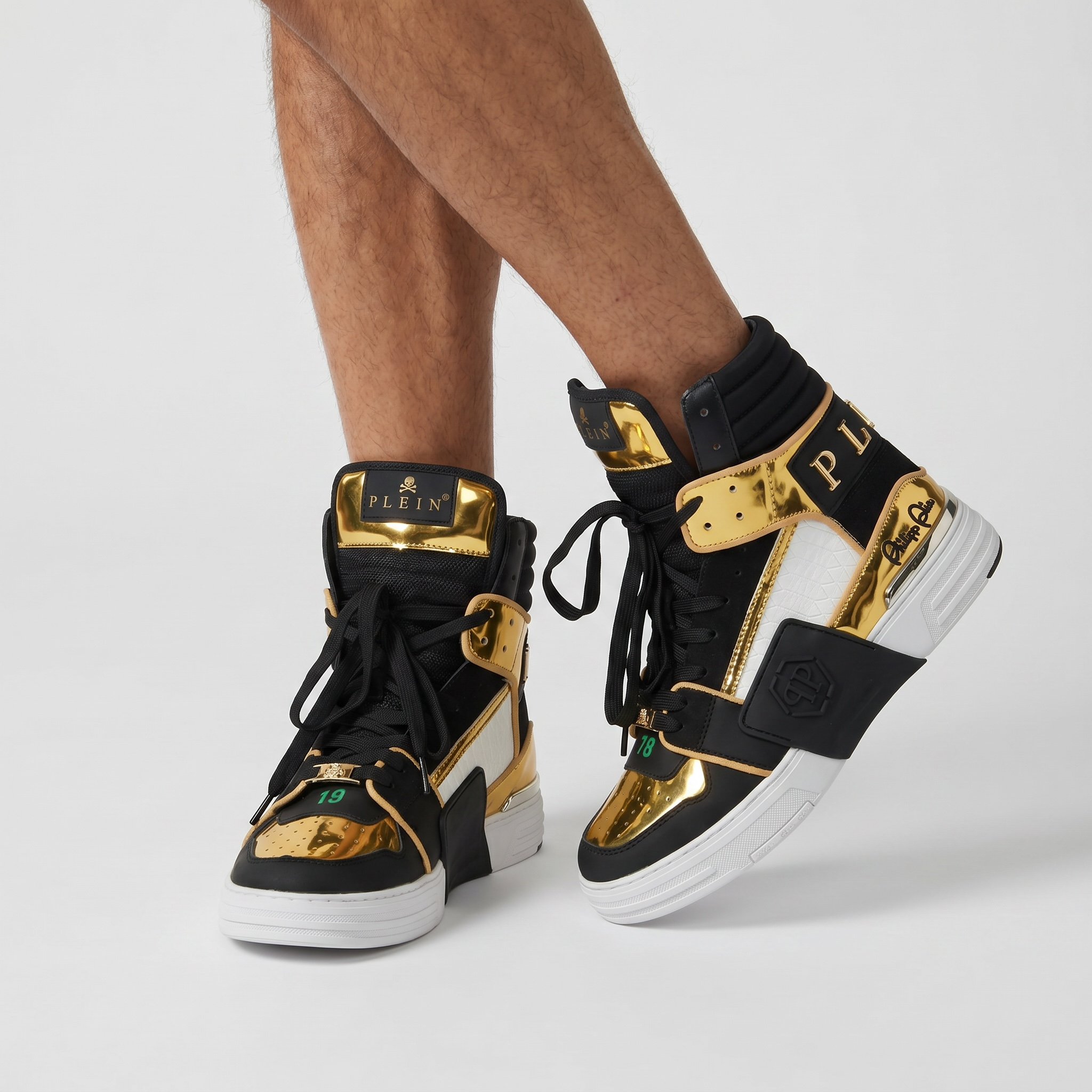 ๐ Philipp Plein Black & Gold High-Top Sneakers ๐๐ฅ
