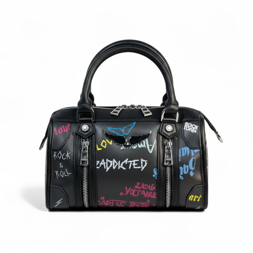 Zadig & Voltaire “Addicted” Graffiti Bag ⚡ | Rock & Roll Leather Handbag