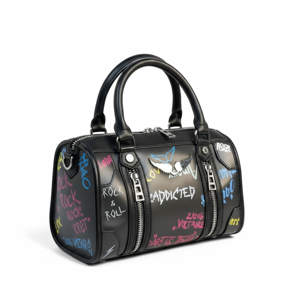 Zadig & Voltaire “Addicted” Graffiti Bag ⚡ | Rock & Roll Leather Handbag