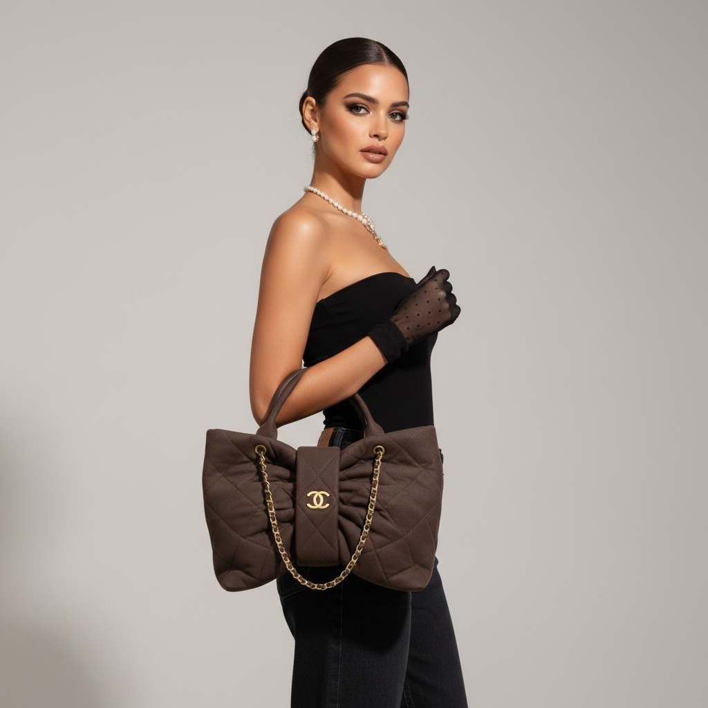 Chanel Quilted Brown Mini Top-Handle Bag with Chain Strap 🤎✨
