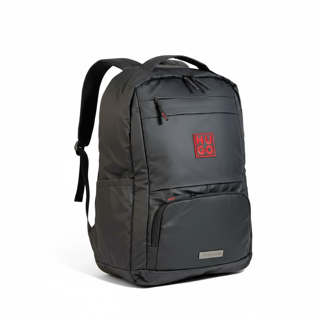 HUGO BOSS Black Backpack 🎒 | Red Logo Designer Bag for Work, Travel & Daily Use