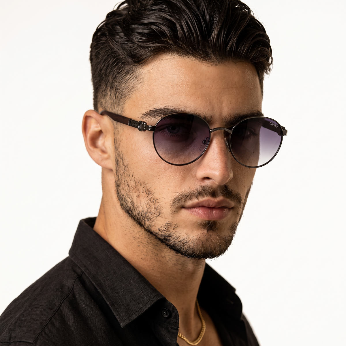 Cartier Inspired Geometric Sunglasses — Black