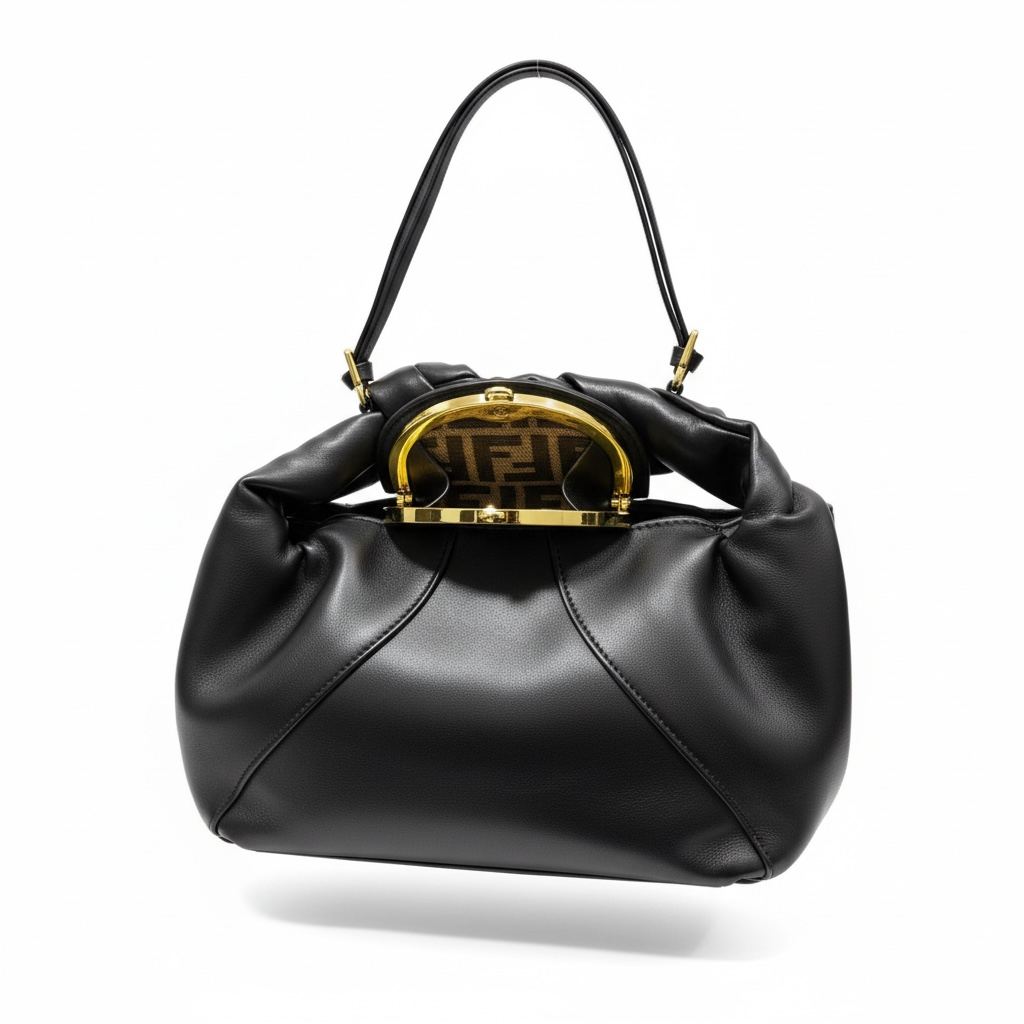 FENDI Black Knot Handle Leather Bag 🖤✨