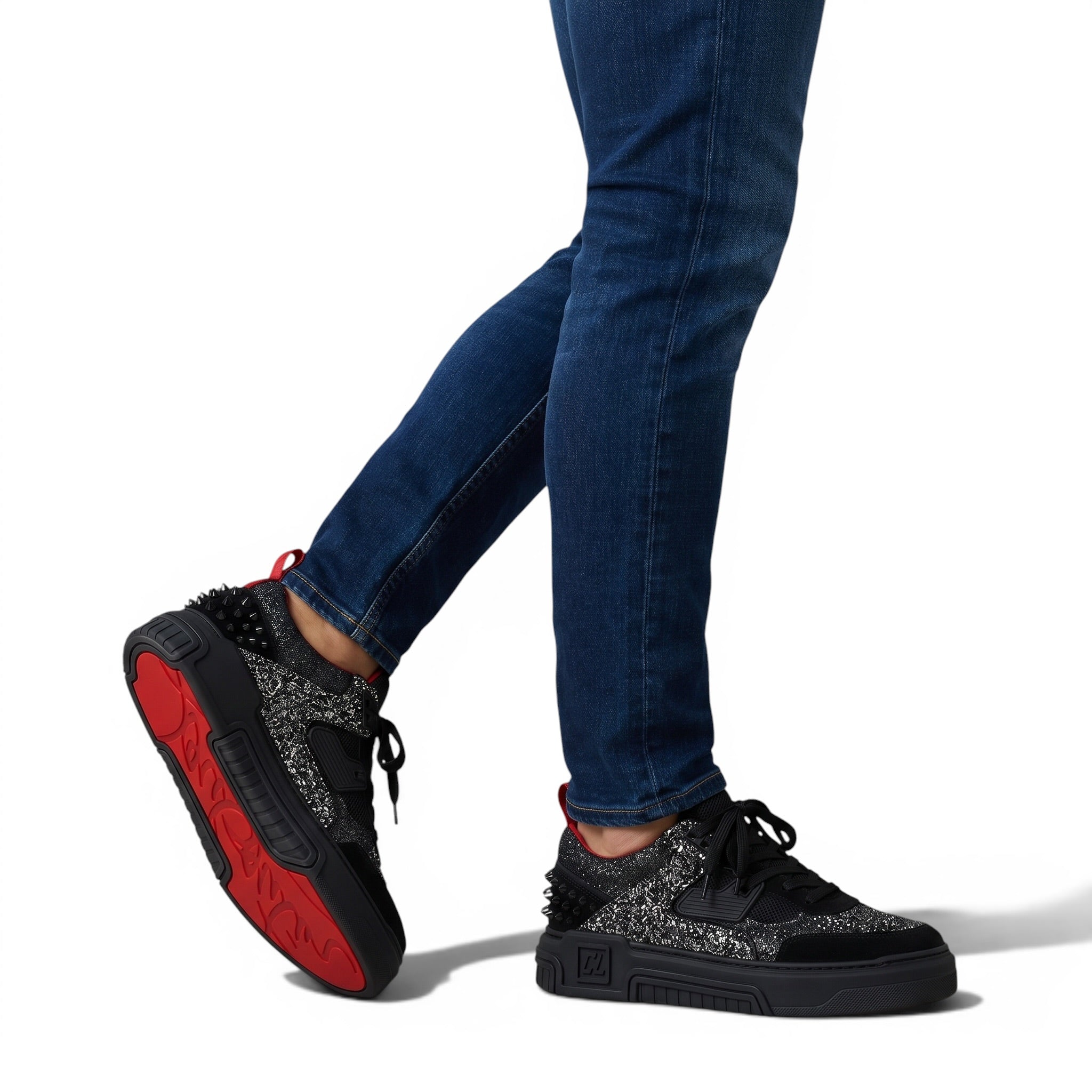 ✨ Christian Louboutin Black Glitter Spike Sneakers ? | Luxury 