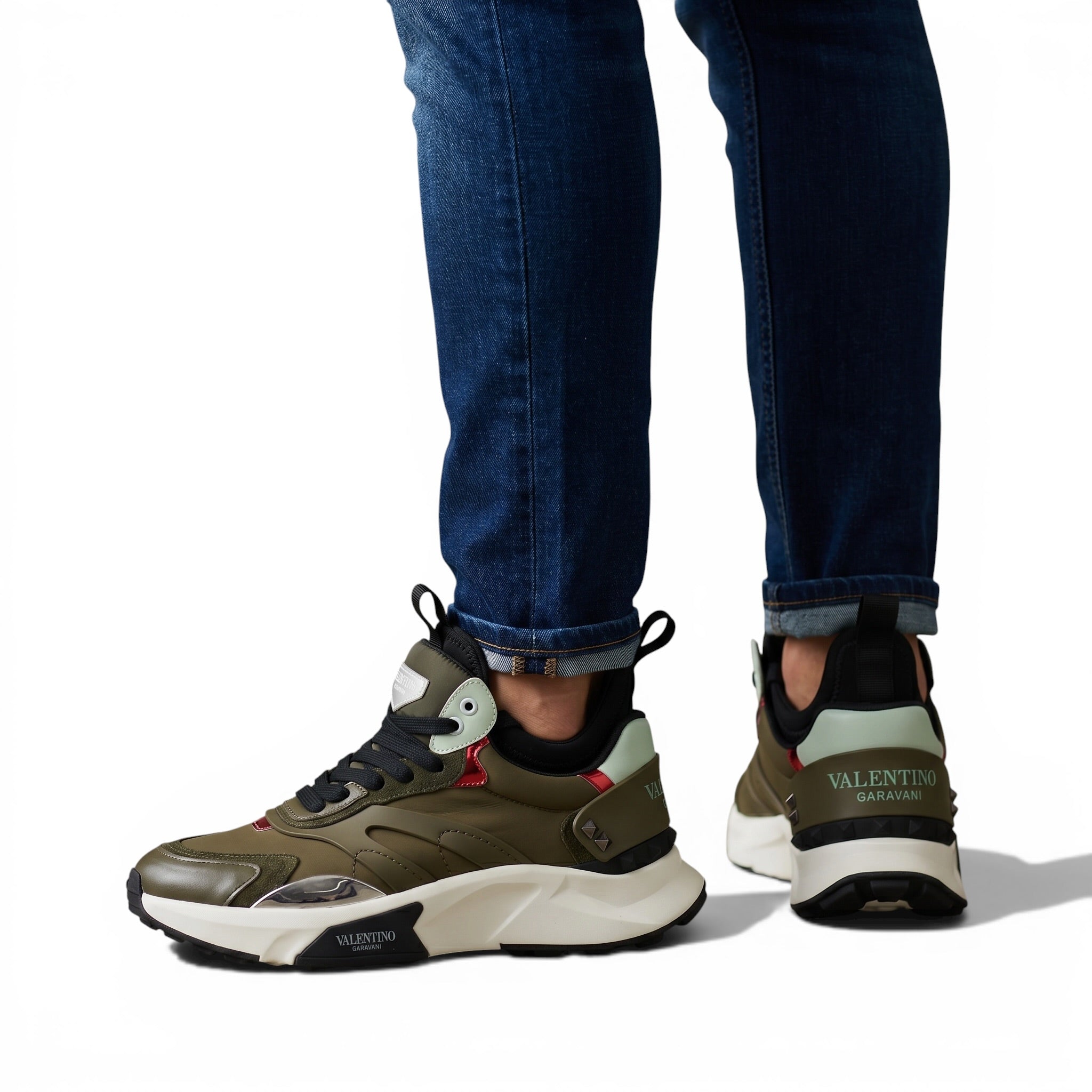 Valentino Garavani Bounce Sneakers – Olive Green Luxe ⚡💚