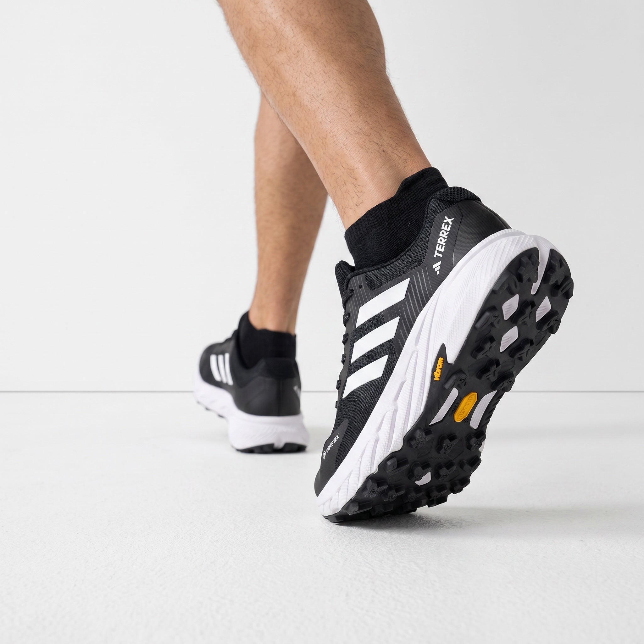 Black adidas Terrex trail sneaker with Gore‑Tex and Vibram sole
