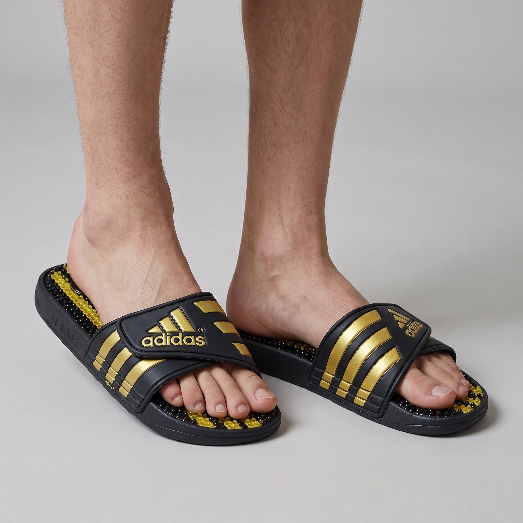 Adidas Adissage Slides – Black/Gold Massage 🖤✨ - MASTERPIECE