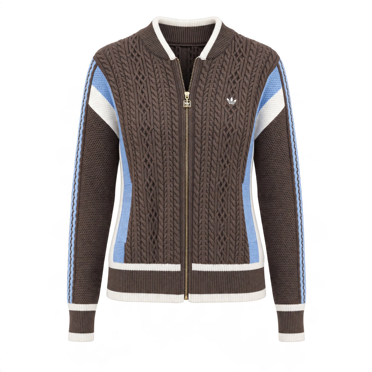 Adidas Knit Bomber โ Brown & Sky Blue - MASTERPIECE