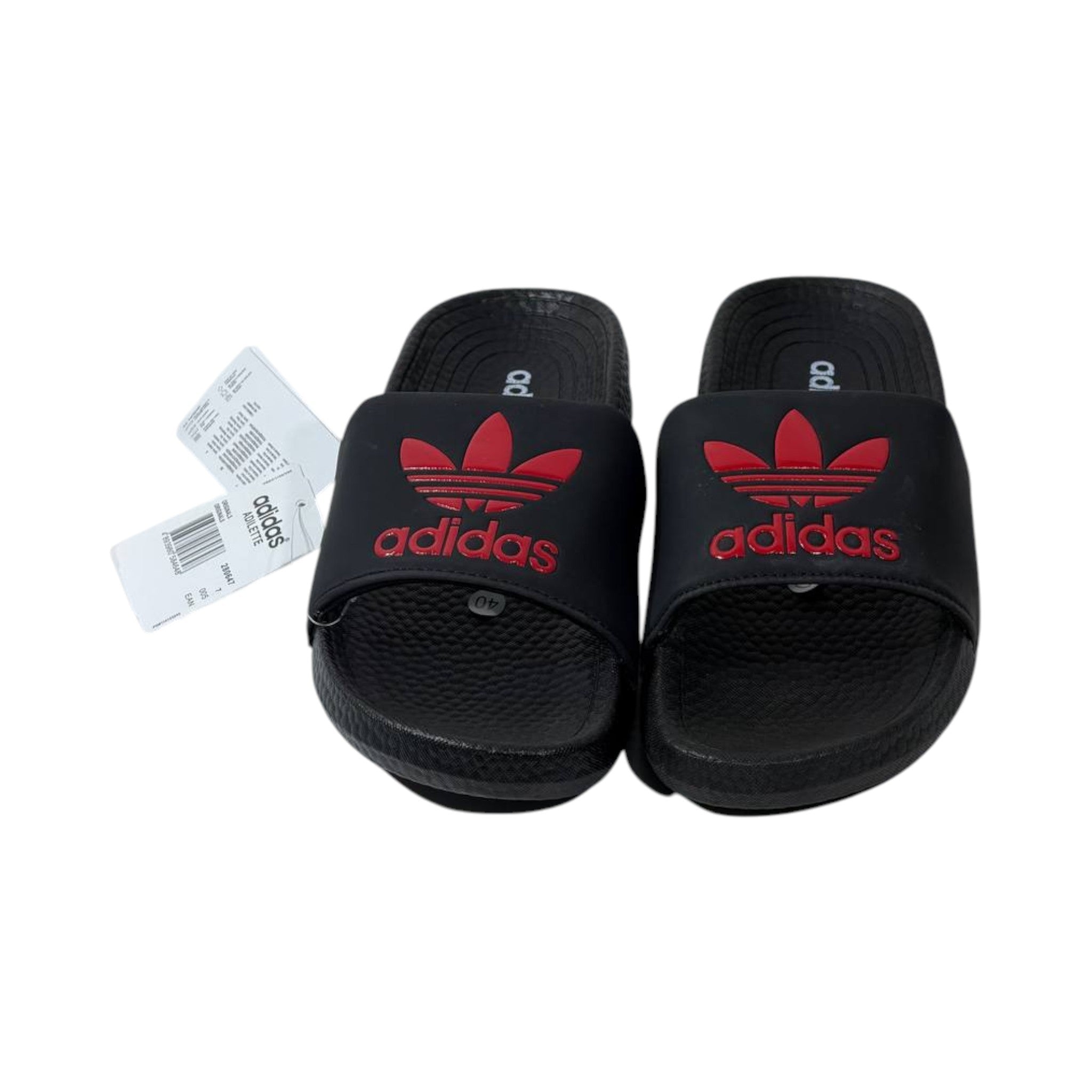 🩴 Adidas Originals Trefoil Slides – Black & Red Edition 🔴🖤✨ - MASTERPIECE