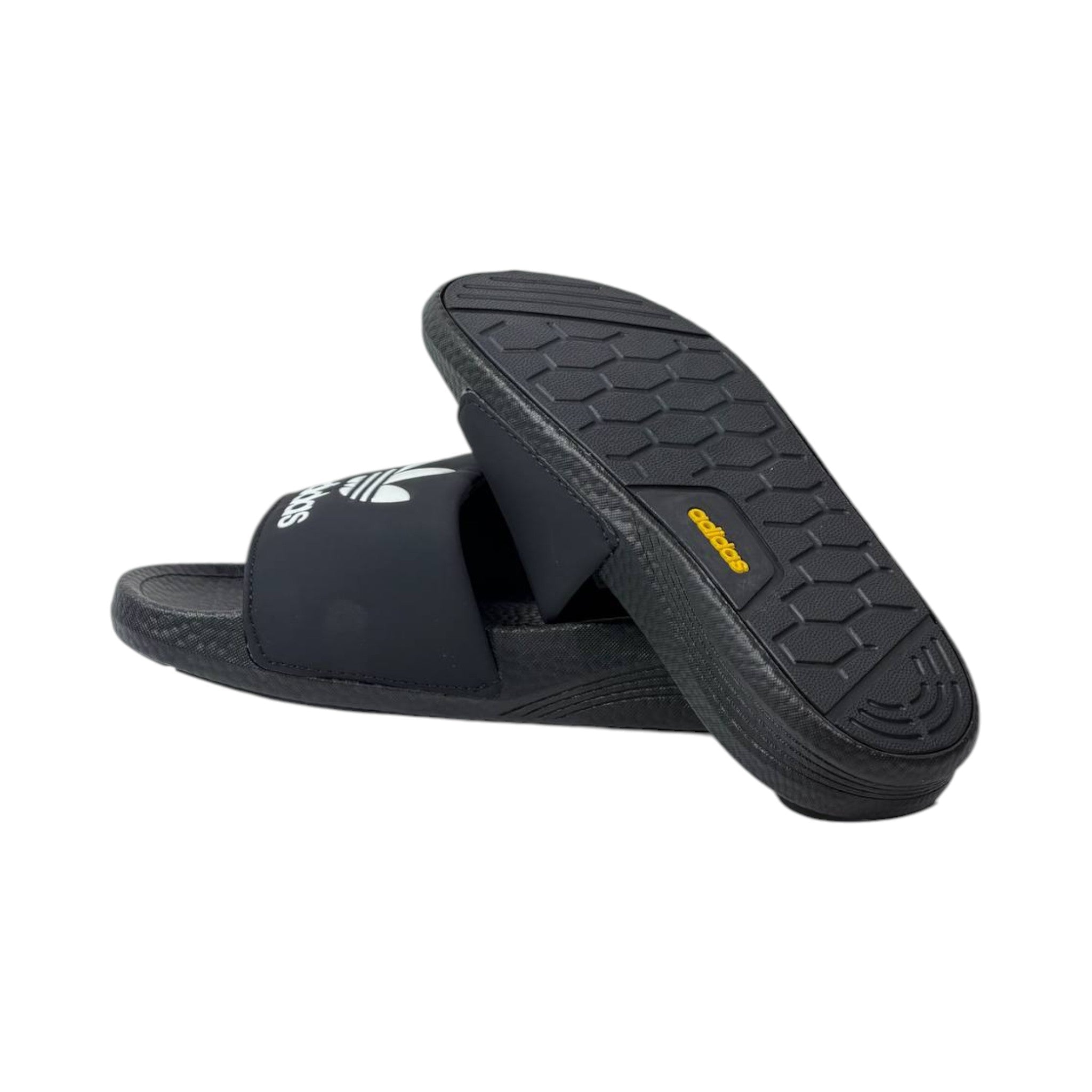 🩴 Adidas Originals Trefoil Slides – Classic Black Edition 🖤🤍✨ - MASTERPIECE