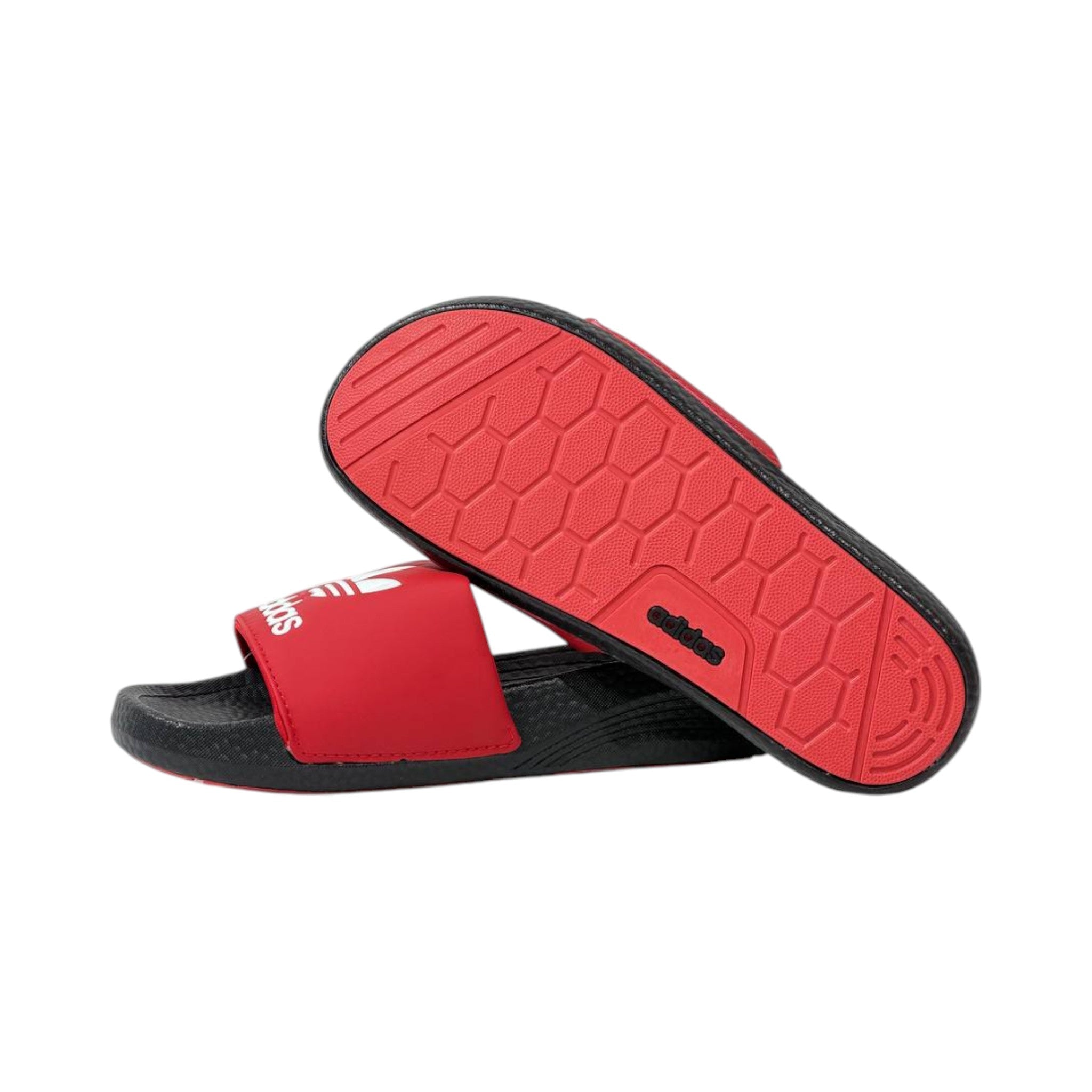 🔴 Adidas Originals Trefoil Slides – Red Statement Edition ❤️🖤✨ - MASTERPIECE