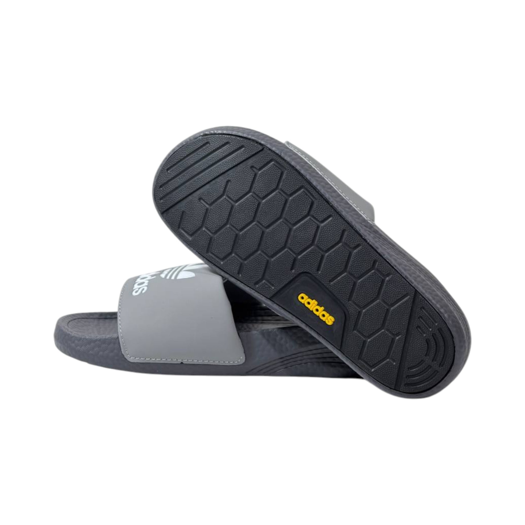 🩶 Adidas Originals Trefoil Slides – Urban Grey Edition ⚪🔥 - MASTERPIECE