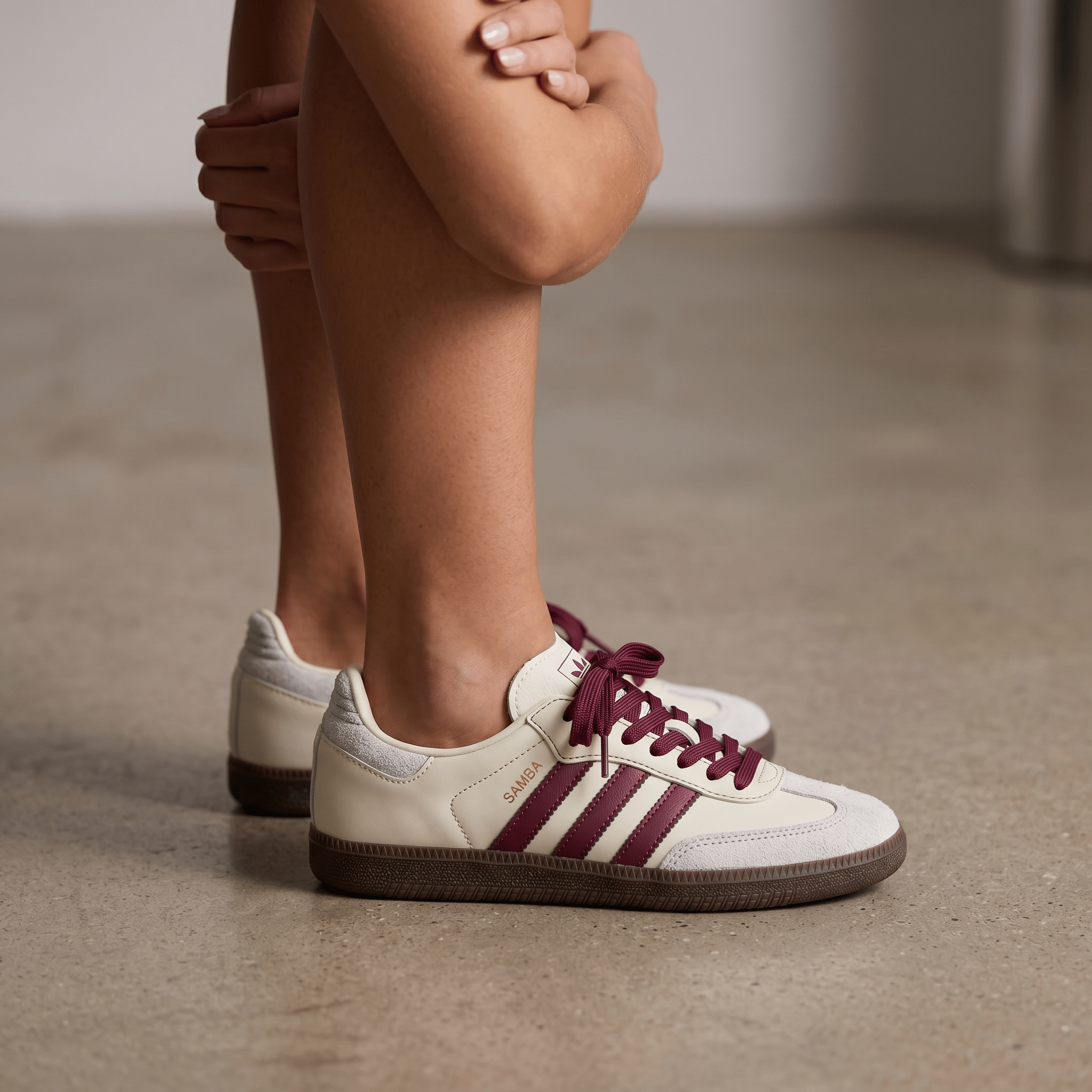 Adidas Samba Cream & Burgundy 👟🤍🍷 - MASTERPIECE