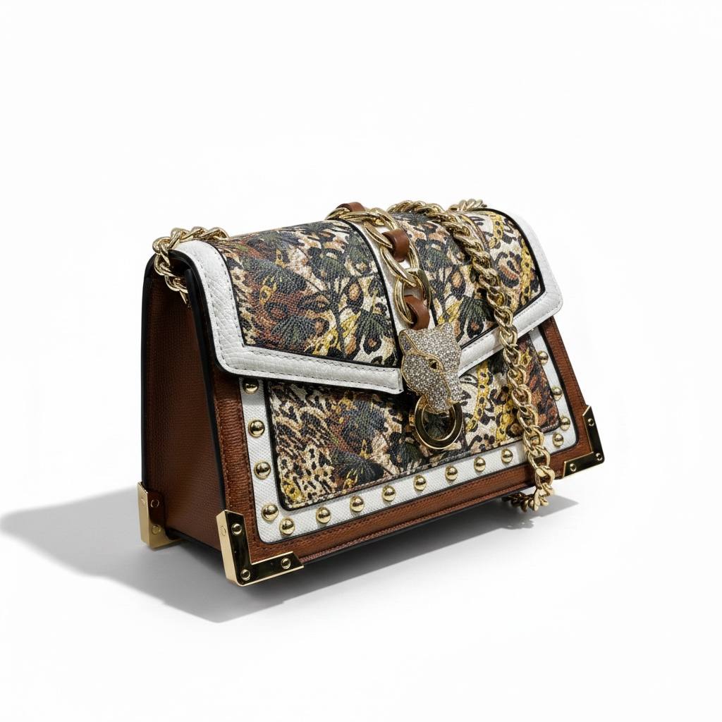 ALDO Panther Charm Floral Studded Shoulder Bag 🐆✨ Luxury Statement Crossbody Purse - MASTERPIECE