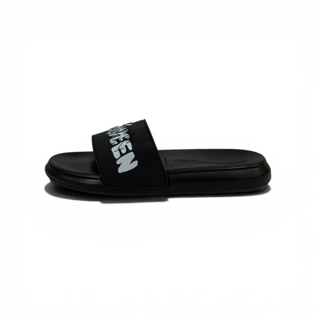 ALEXANDER MCQUEEN Luxury Black Slide Sandals – Bold Logo Statement & Premium Comfort 👟✨ - MASTERPIECE