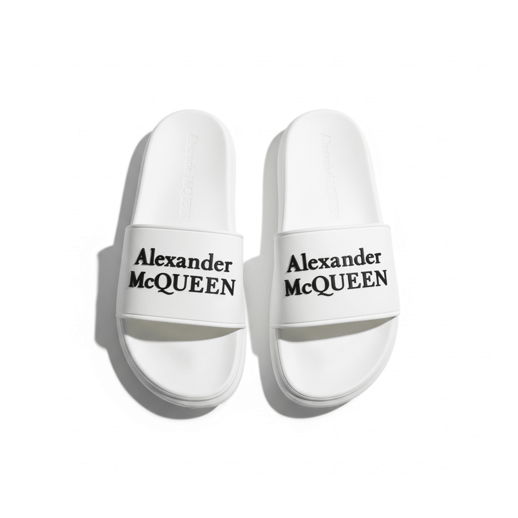 Alexander McQueen White Logo Slides 🤍✨ | Clean Luxury Summer Essential 👑🔥 - MASTERPIECE