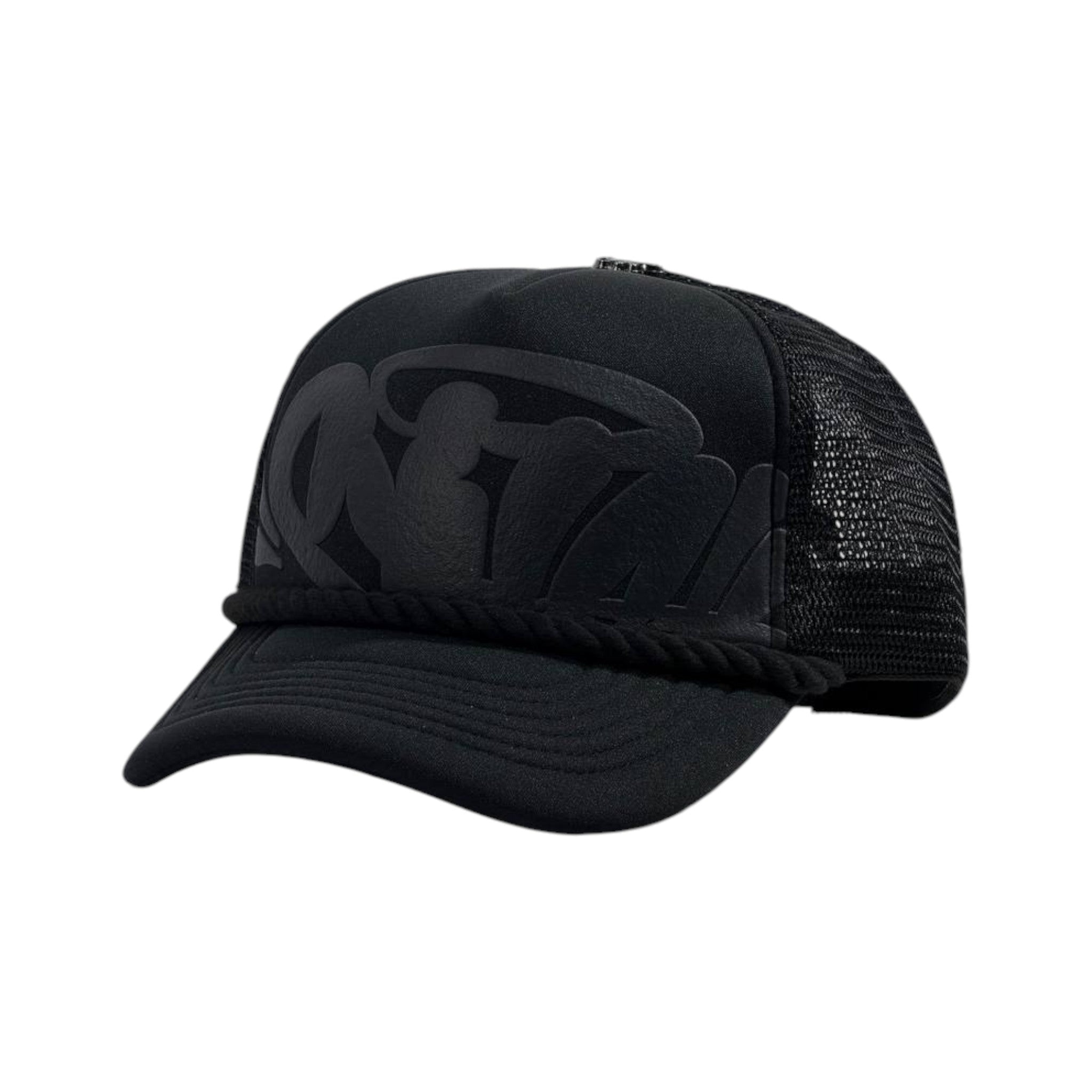 ⚫ All - Black Syna Trucker Cap | Minimal Streetwear Mesh Hat 🖤🔥 - MASTERPIECE