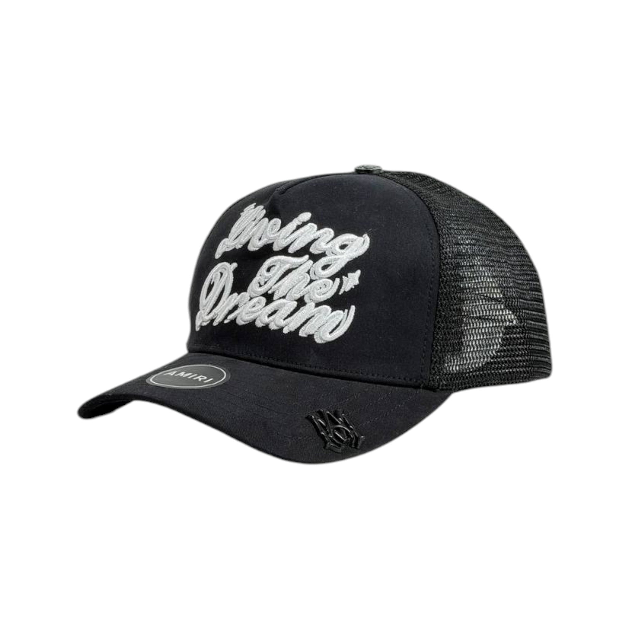 Amiri “Living The Dream” Trucker Cap – Black Mesh Luxury Streetwear 🧢🖤 - MASTERPIECE