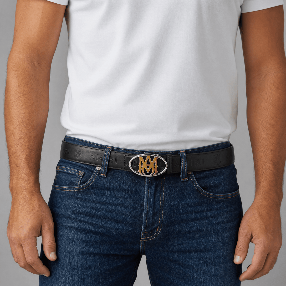 Amiri Logo Leather Belt — Black - MASTERPIECE
