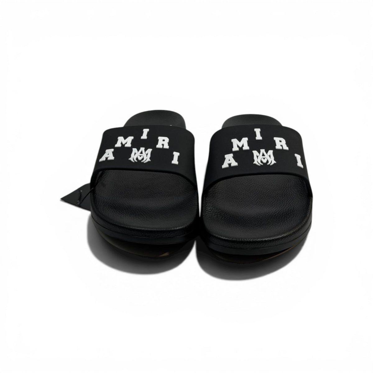 AMIRI Luxury Black Slide Sandals – Bold White Logo Design & Premium Streetwear 👟✨ - MASTERPIECE