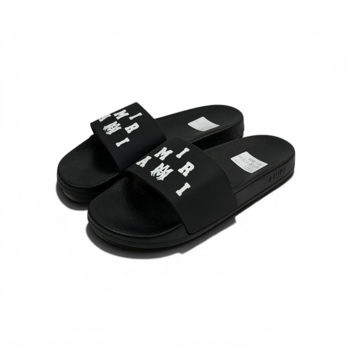 AMIRI Luxury Black Slide Sandals – Bold White Logo Design & Premium Streetwear 👟✨ - MASTERPIECE