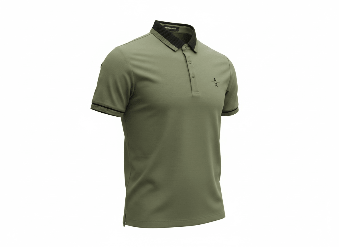 Armani Exchange Olive Polo Shirt 💚🖤 Smart Casual Essential - MASTERPIECE