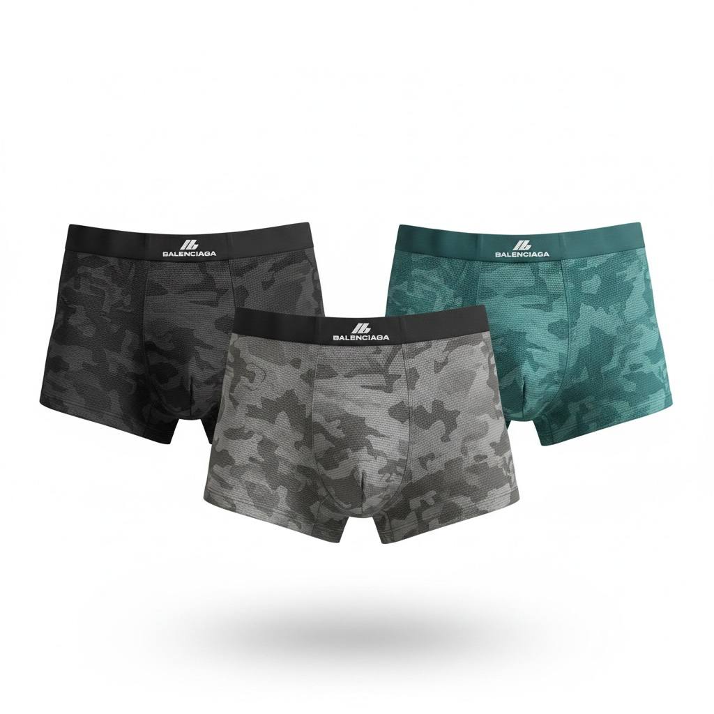 Balenciaga 3-Pack Premium Boxer Briefs Camo Edition 🩲🔥✨ - MASTERPIECE