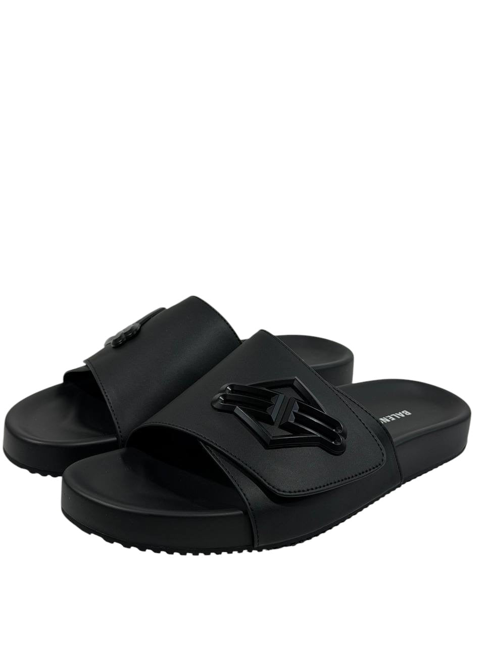 Balenciaga BB Logo Slide Sandals – All Black Edition 🖤🔥 - MASTERPIECE