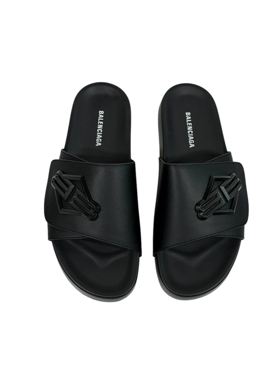 Balenciaga BB Logo Slide Sandals – All Black Edition 🖤🔥 - MASTERPIECE