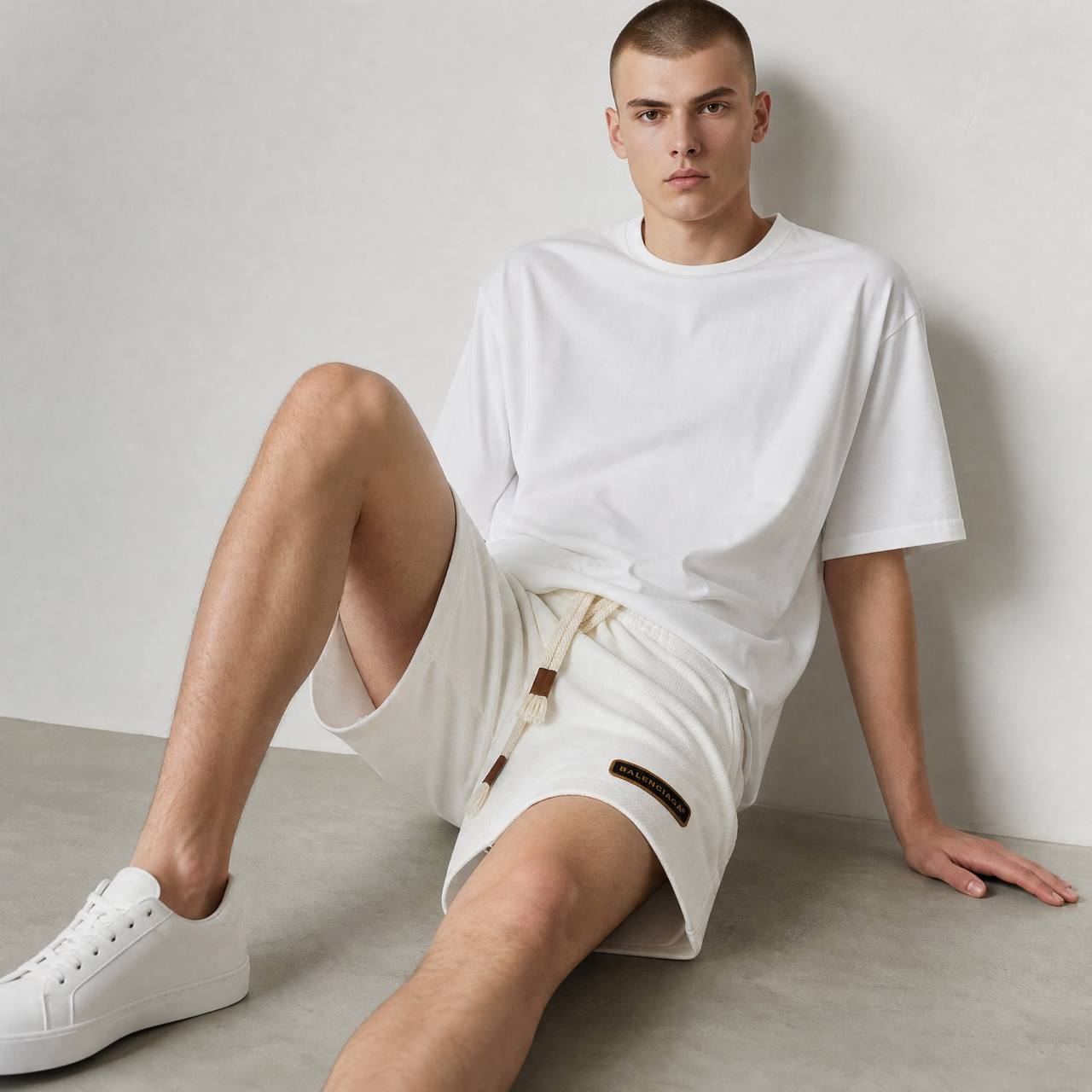 👑 Balenciaga Signature Logo Shorts – Luxury White Edition - MASTERPIECE